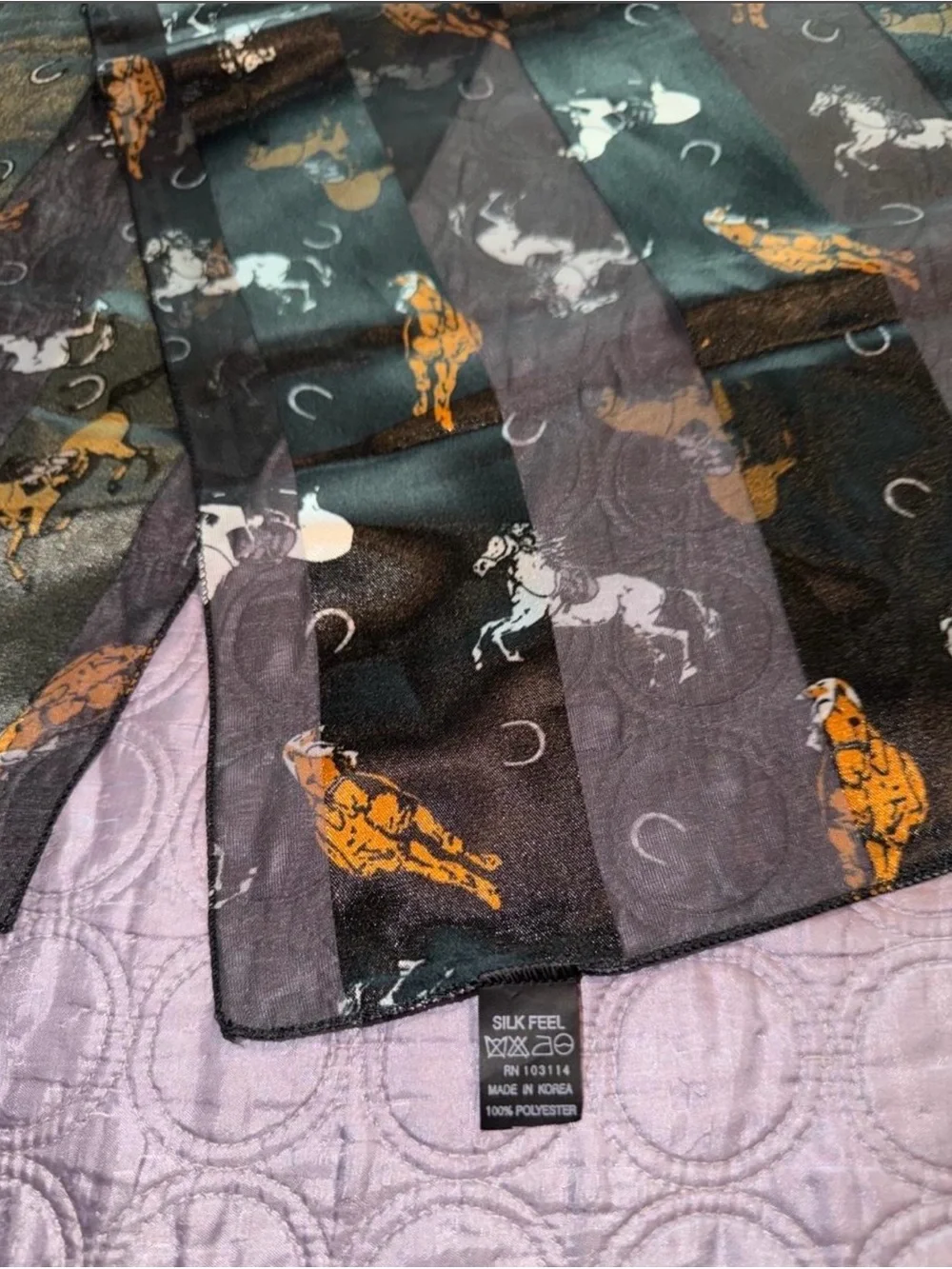 Horse Print Scarf in Black and Brown
